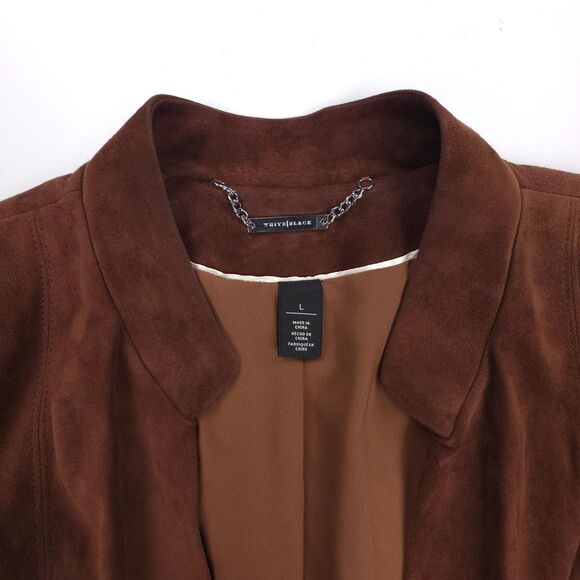 NEW White House Black Market 100% Suede Ruffle Jacket Western Boho Downtown Chic - Picture 2 of 6